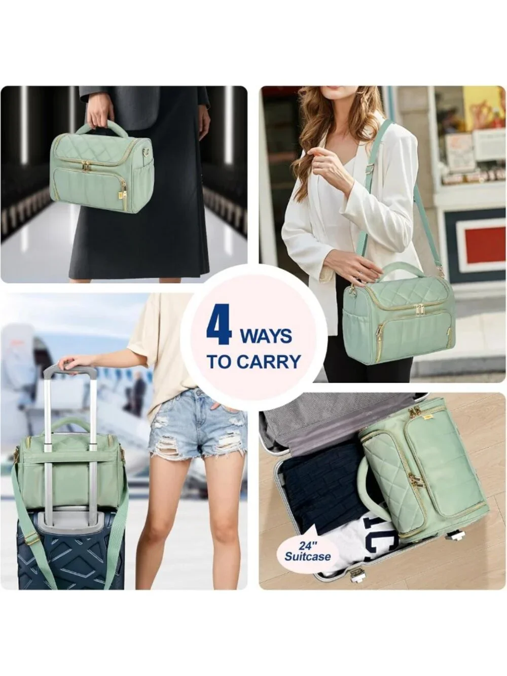Large Waterproof Travel Toiletry & Makeup Organizer Bag with Handle & Dividers